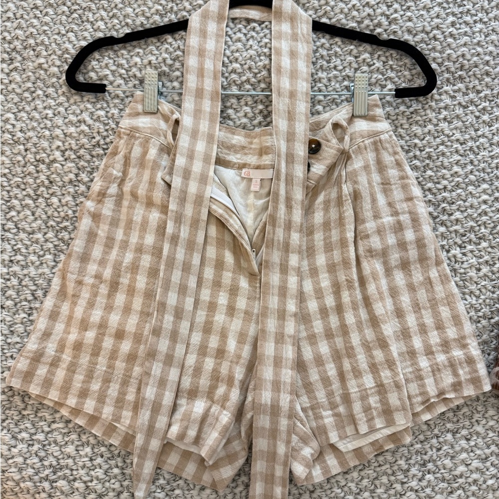 Women's Beige Checkered Shorts